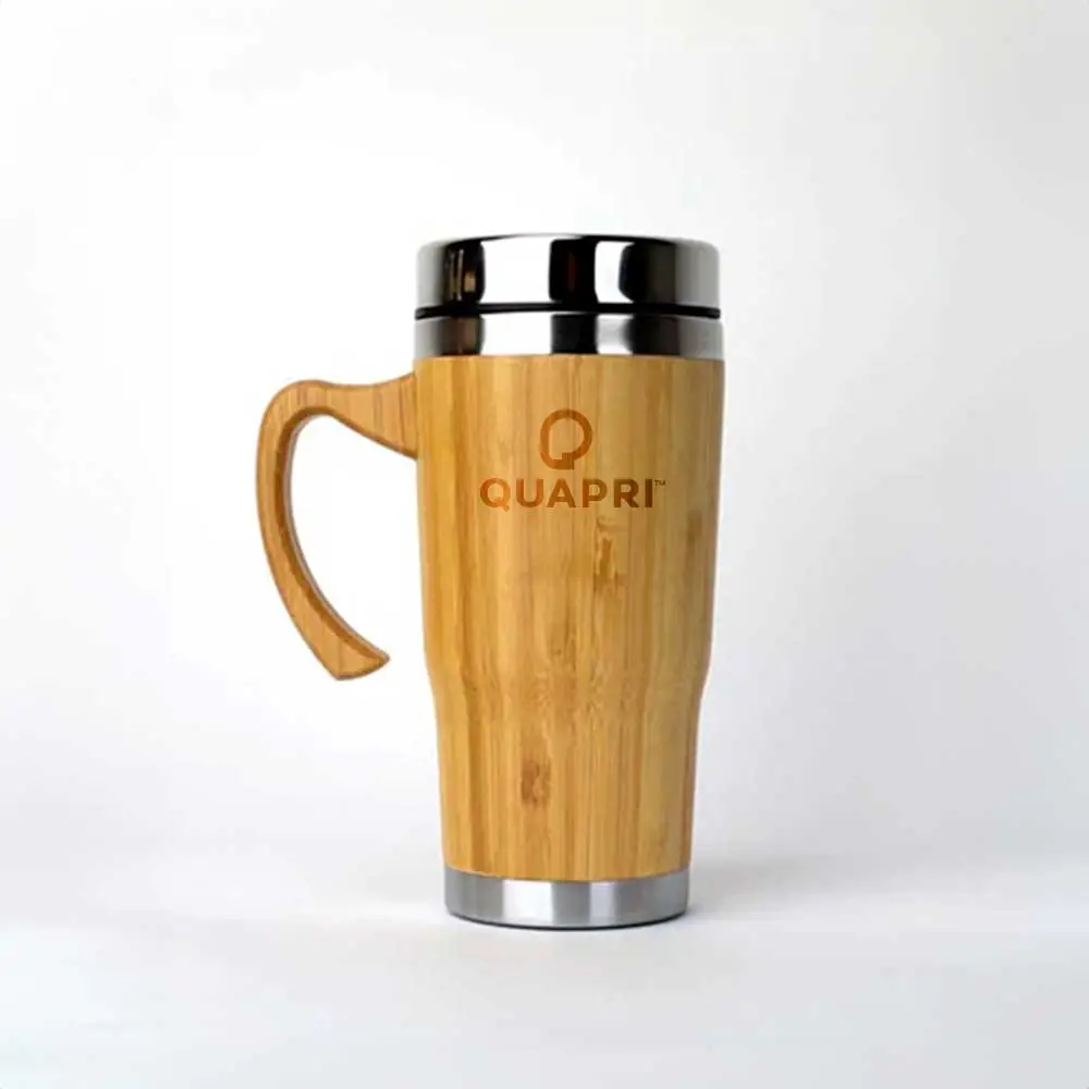 Bamboo Coffee Tumbler With Handle Insulated Thermos Mugs with Handle