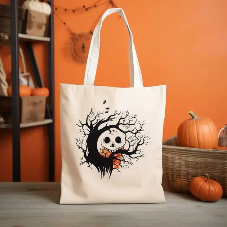 Custom cotton tote bag with personalized design, available in large size for shopping